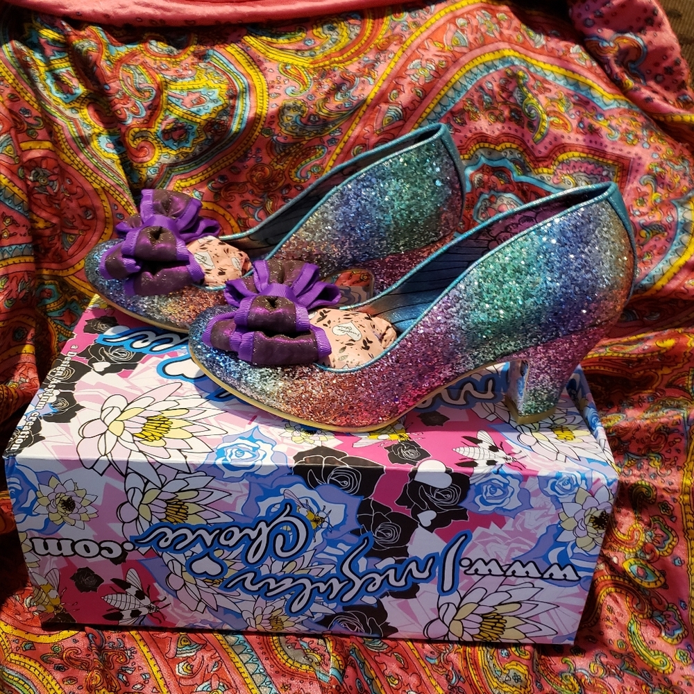 Irregular Choice X Iconic Rainbow Glitter Pumps High Heels Women's Size 8 Shoes